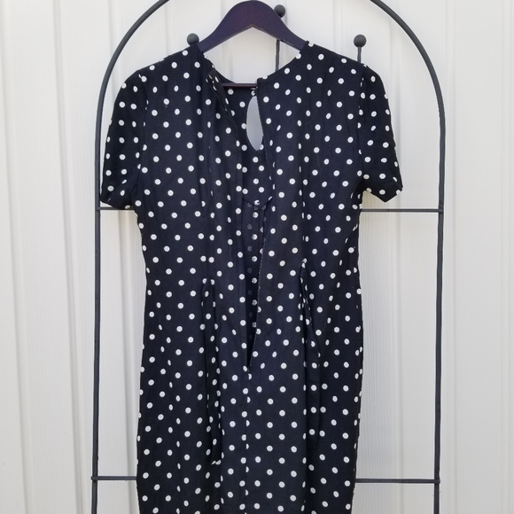 Cleo Petites midi black and white polka dot vintage short sleeve chest cut out 8 - Picture 14 of 16